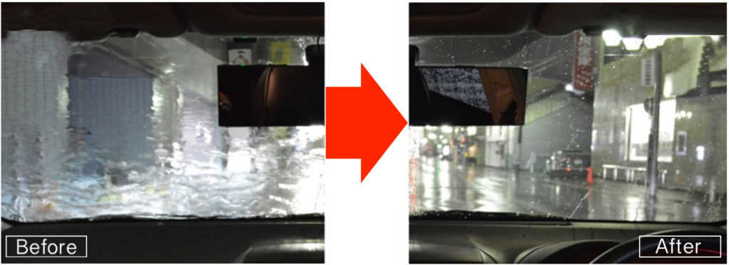 東京の出張洗車コーティング窓の油膜除去ウィンドウコーティング